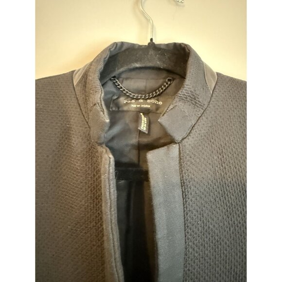 Rag & Bone Waverly Blazer w Sheep Leather Trim Black Sz 0 [jb] - Picture 10 of 12